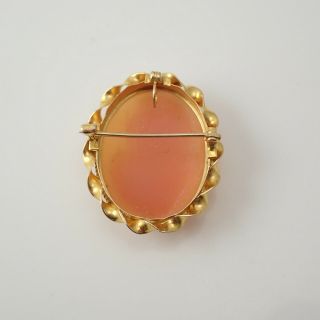 Vintage Shell Carved Cameo 10K Yellow Gold Pin Brooch Pendant 4.  8 Grams 2
