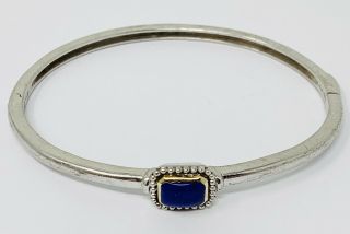 Alwand Vahan Sterling Silver & 14k Yellow Gold Lapis Lazuli Bangle Bracelet
