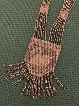 & Precious Vintage Antique 1920’s Metal Beaded Swan Necklace