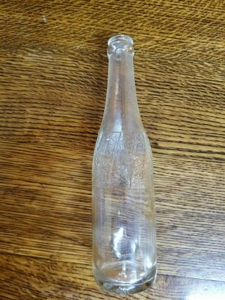 Vintage 1940s Pepsi Cola Soda Pop Beverage Embossed Textured Clear Glass Bottle