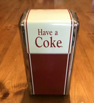 Vintage 1992 Have A Coke Coca Cola Brand Napkin Holder Dispenser Red - White