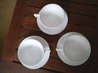 Melmac AZTEC Cups & Saucers White,  Set of 3 2