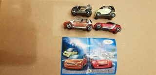 Kinder Ferrero Surprise Smart Cars 4x Figures Collectibles Cake Toppers,  4 Paper