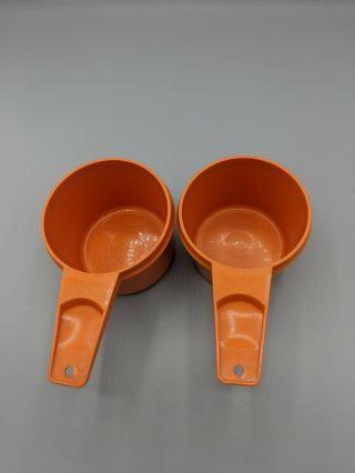 Vintage Tupperware Measuring Cups Harvest Orange 2/3 & 3/4 Cup
