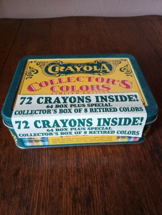 Vintage Crayola Collectors Colors Limited Edition,  Tin With Crayons,  1990