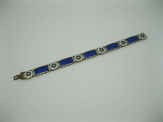 Vintage David Andersen Sterling Silver & Blue Enamel Bracelet