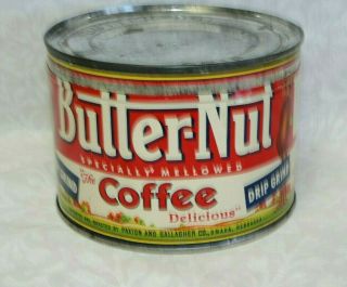 Vintage Butternut Drip Grind Coffee 1 Lb Tin Key Wind Can