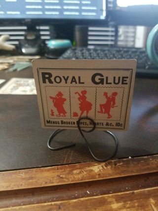 Rare Royal Glue 10c promo 6c Vintage 1930s Country Store Sign & Stand 3 