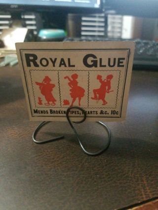 Rare Royal Glue 10c promo 7c Vintage 1930s Country Store Sign & Stand 3 