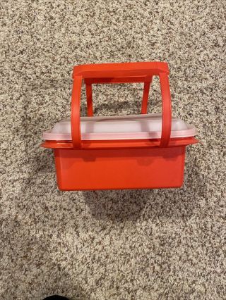 Vintage Tupperware Orange PAK N CARRY Lunch Box 3