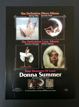 Donna Summer Four Seasons Of Love 1976 Short Print Poster Type Ad,  Advert