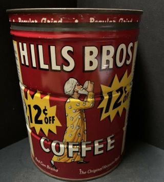 Vintage Hills Bros Coffee 2 Lb Can With Lid