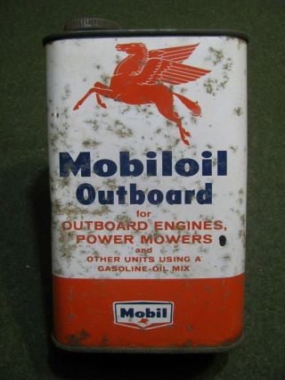 Vintage Pegasus Mobile Mobiloil Outboard Motor Oil Full Can Sae 30 Antique