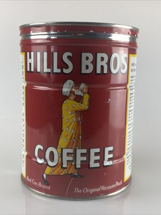 Vintage Hills Bros.  Coffee 2 Lb Tin Can With Lid 3
