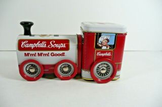 Vintage 1997 Tin Campbell’s Soup Train Engine Red White Campbell’s Soup Kid 2