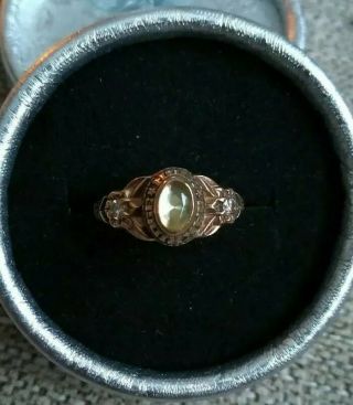 Jostens Ring Vtg 10k Gold 4 Grams 1989 Oakridge High Peridot Diamond Sz 5.  5
