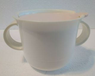 Vintage Tupperware 10 Oz Sugar Bowl White With Pink Snap On Lid 2310a - 2