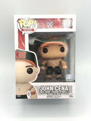 Funko Pop John Cena Vinyl Figure 01 Wwe W/ Green Hat - Slight Box Damage