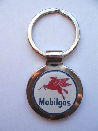 Mobil Gas Key Chain,  Mobilgas Gasoline Logo Keychain,  Mobil Gas Logo Keychain