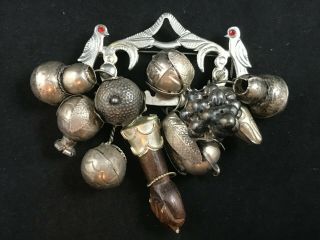 Antique Silver Penca De Balangandan Brazilian Slave Brooch,  Figa