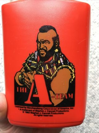 Vintage The A Team Mr.  T Red Thermos White Cup 1983 2