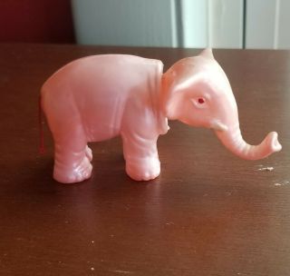 Vintage Pink Plastic Elephant Head Nodder Bobblehead Toy