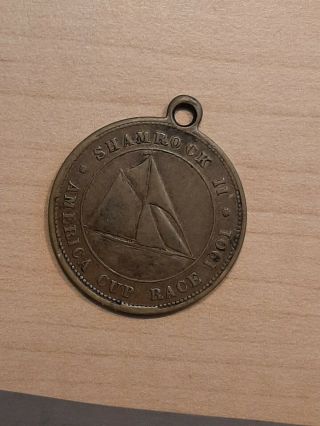 Vintage 1901 SHAMROCK II Medal,  America ' s Cup Yacht Race,  Lipton 2