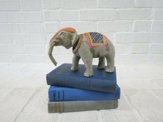 Vintage Elephant Bobblehead Figurine Paper Mache Sculpture Nodder Colorful
