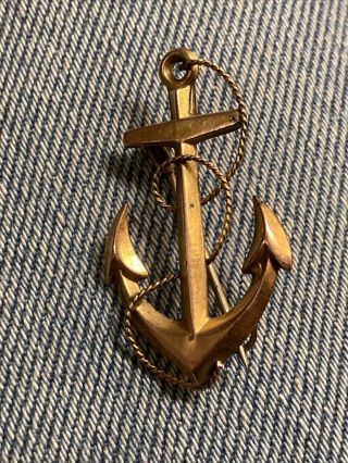 Lovely Antique 9ct Gold Anchor Sweetheart Brooch