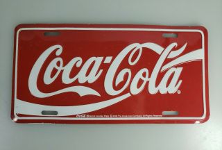Vintage Red Coca Cola Metal License Plate Coke