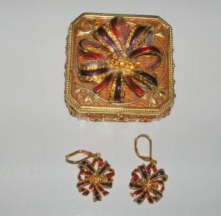 Joan Rivers Earrings & Pin Brooch W Enameled Trinket Box - - B.  Offer - 3 Of 4