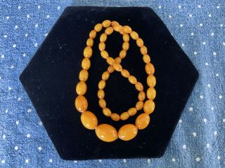 Art Deco Amber Catalin Bakelite Graduated Bead Necklace