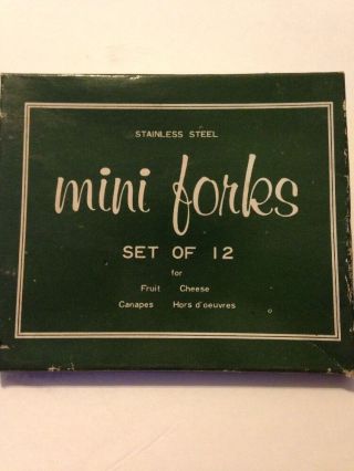 Set Of 12 Vintage Stainless Steel Mini Forks Made In Japan