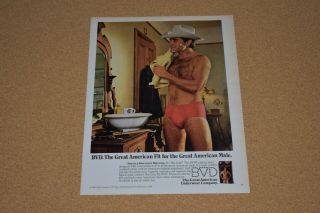 1981 Vintage Print Ad Bvd The Great American Fit Hip Grip Underwear Brief Man