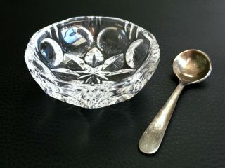 1/2 Off Crystal Clear Round Star Burst & Flower Pattern W Silver Plated Spoon