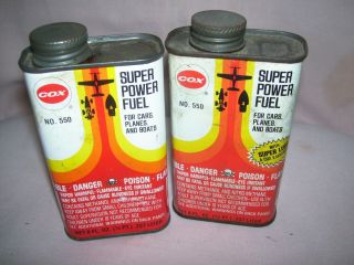 2 Old Vintage Metal Cox Cell Fuel Cans Can 8 Ounce Size Airplane Glow