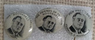 Friends Of Franklin Roosevelt For President 3 Orig Political Pin Back Button