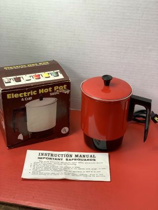 Vintage Rare Retro Red Enamel 4 Cup Electric Hot Pot