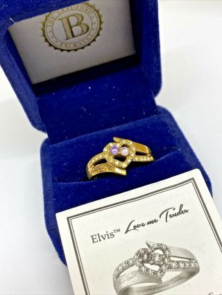 Rare Signed Elvis Presley 18ct Gold Plated Love Me Tender Ring Size V 1/2