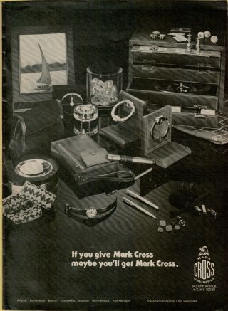 1978 Mark Cross Accessories Watch Pen Bookends Jewelry Box Vintage Print Ad