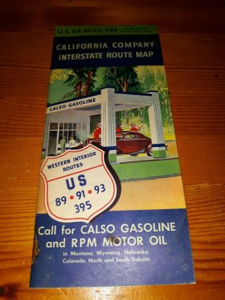 1938 Calso Gasoline Rpm Motor Oil California Co Western Routes Road Map Brochure