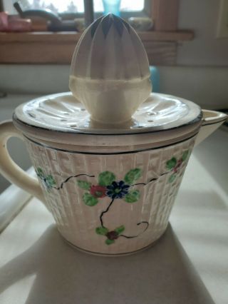 Vintage Ceramic Juicer/reamer White W/flowers Made In Japan