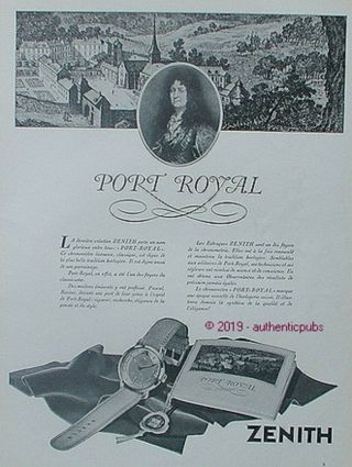 Publicite Zenith Port Royal Chronometre Montre Pascal Racine De 1956 French Ad