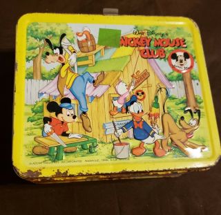 Mickey Mouse Club Vintage Metal Lunch Box Aladdin Walt Disney