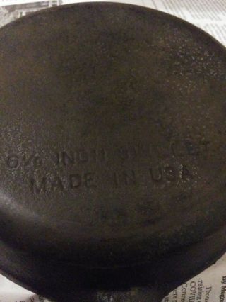 Vintage Number 3 Cast Iron 6 1/2 Skillet Made In Usa