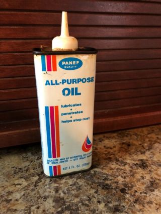 Vintage Panef All - Purpose Oil Can 4 Fl.  Oz.  - Great Graphics Rare