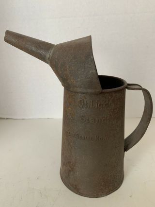 Antique Tin 1 Qt Liquid U.  S.  Standard Funnel Oil Can