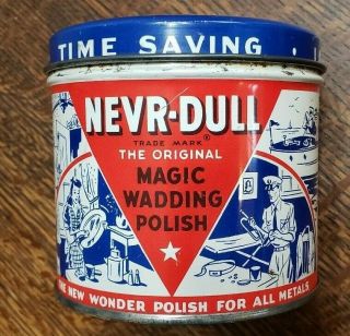 Vintage Nevr - Dull Magic Wadding Polish 1941 5 Oz Can Tin