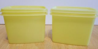 Vintage Tupperware Yellow Shelf Saver Containers Set Of 2 1243 And 1244 Seal
