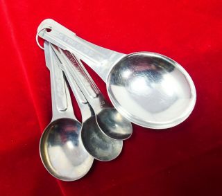 Vintage Ekco Measuring Spoons Stainless Steel 1/4,  1/2 1 Tsp,  1 Tblsp